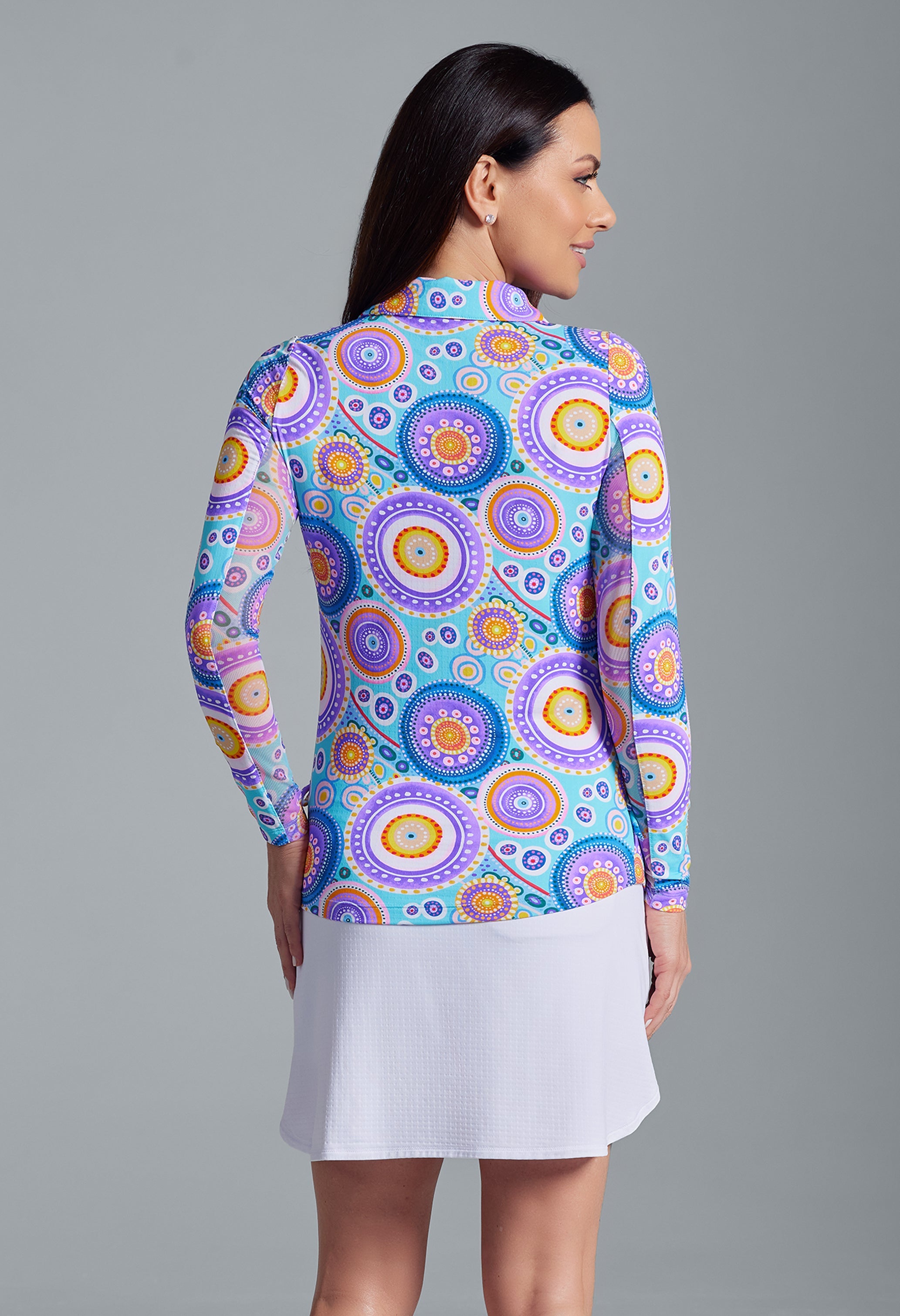 Leona Print Adjustable Length Long Sleeve Polo – 48933